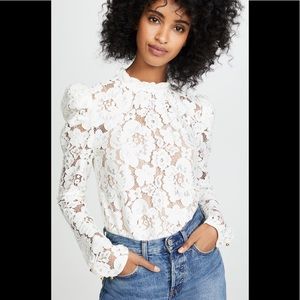 NWT WAYF Emma puff sleeve top white
